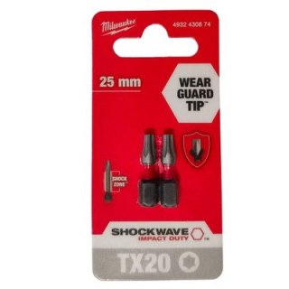 BIT, GROT, KOŃCÓWKA TORX TX20 25MM 2 SZT. MILWAUKEE