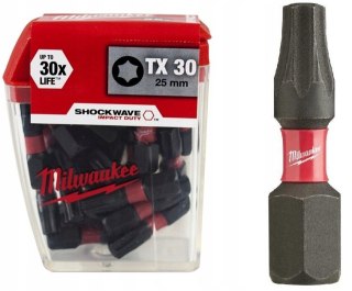 BIT, GROT, KOŃCÓWKA TORX TX30 25MM 25SZT. MILWAUKEE