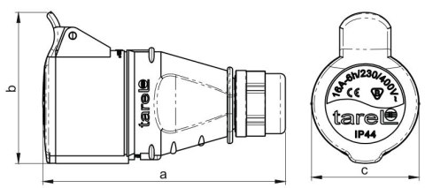 GNIAZDO IZOLACYJNE PRZENOŚNE 16A 400V CZERWONE 3P+Z IP44 TAREL