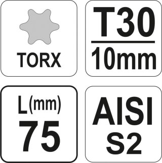 KLUCZ SPECJALNY TORX T30/75 S2 YATO
