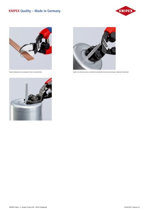 SZCZYPCE O ZWIĘKSZONYM PRZEŁOŻENIU DO CIĘCIA PŁASKIEG 200MM KNIPEX