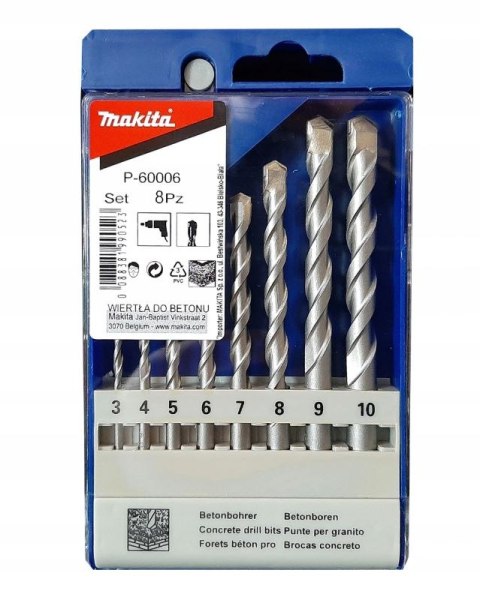 ZESTAW WIERTEŁ DO BETONU 3-10 ( 8SZT. ) MAKITA