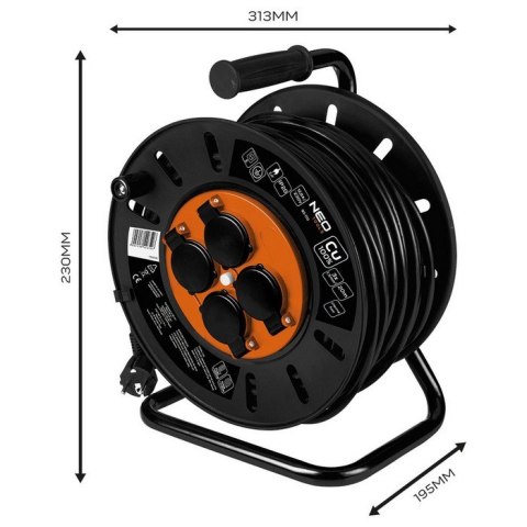 PRZEDŁUŻACZ BĘBNOWY 20M 3*1.5MM2 NEO