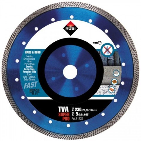 TARCZA DIAMENTOWA DO MAT. TWARDYCH, TURBO VIPER (TVA) 230MM RUBI