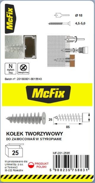 DYBEL DO MOCOWANIA W IZOLACJI 25*85MM NYLON MC FIX