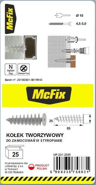 DYBEL DO MOCOWANIA W IZOLACJI 25*85MM NYLON MC FIX