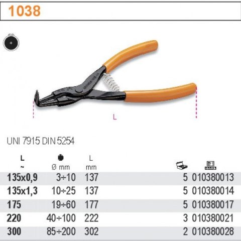 SZCZYPCE SEGERA DO PIERŚCIENI ZEWNĘTRZNE WYGIĘTE 135MM BETA