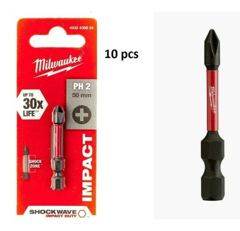 BIT, GROT, KOŃCÓWKA SHOCKWAVE PH2 50MM 1 SZT. MILWAUKEE