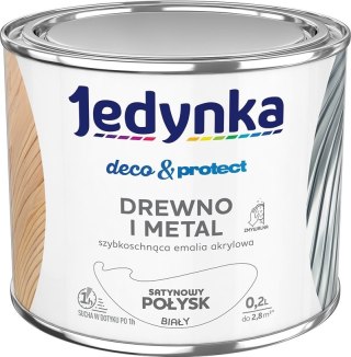 JEDYNKA DECO&PROTECT DREWNO I METAL SATYNA BIAŁY 0,2L JEDYNKA