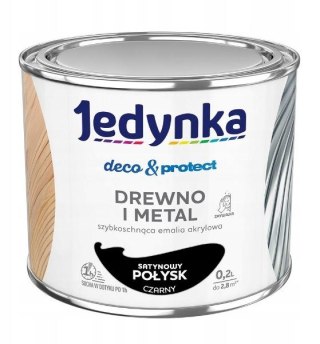 JEDYNKA DECO&PROTECT DREWNO I METAL SATYNA CZARNY 0,2L JEDYNKA
