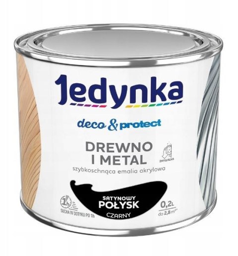 JEDYNKA DECO&PROTECT DREWNO I METAL SATYNA CZARNY 0,2L JEDYNKA