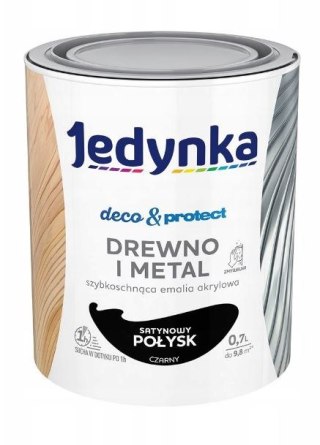 JEDYNKA DECO&PROTECT DREWNO I METAL SATYNA CZARNY 0,7L JEDYNKA