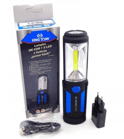 LAMPKA COB LED+5LED+ŁADOWARKA KING TONY
