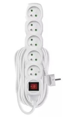 PRZEDŁUŻACZ Z WYŁĄCZNIKIEM 10M 5 GNIAZD UN