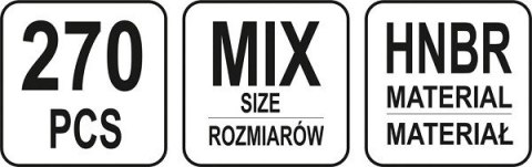 ZESTAW 270 ORINGÓW DO KLIMATYZACJI MATERIAŁ HNBR, ZIELON YATO
