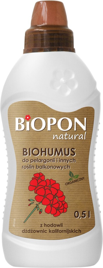 BIOHUMUS - DO . PELARGONII I INNYCH ROŚLIN, BALKONOWYCH 0.5L BIOPON