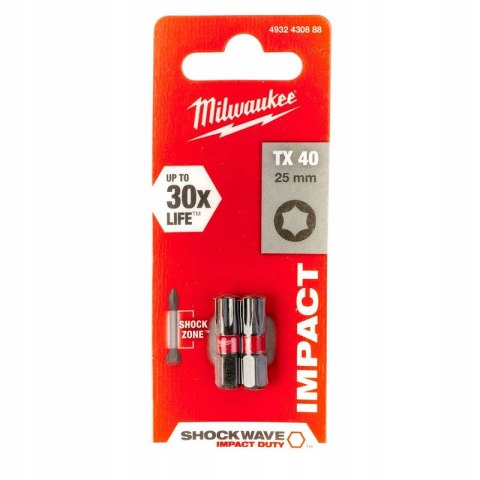 BIT, GROT, KOŃCÓWKA TORX TX40 25MM 2 SZT. MILWAUKEE