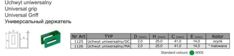 UCHWYT UNIWERSALNY MALOWANY 1126 ZIELONY UN