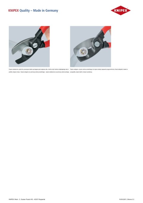 NOŻYCE DO KABLI 200MM KNIPEX