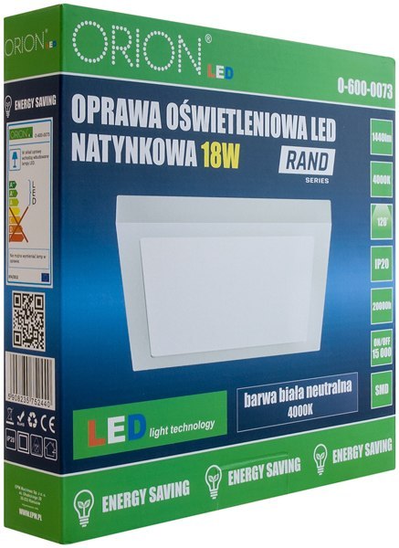 PANEL LED NATYNKOWY Z ZASILACZEM RAND 174*174 12W ORION