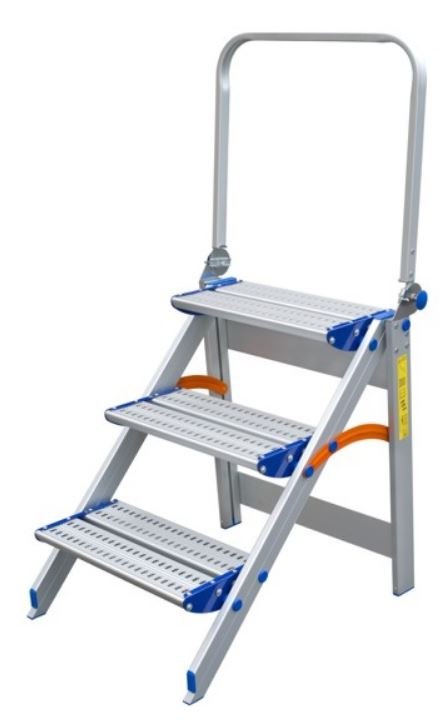 SCHODKI SKŁADANE, Z PORĘCZĄ 93CM 4 STOPNIE DRABEX