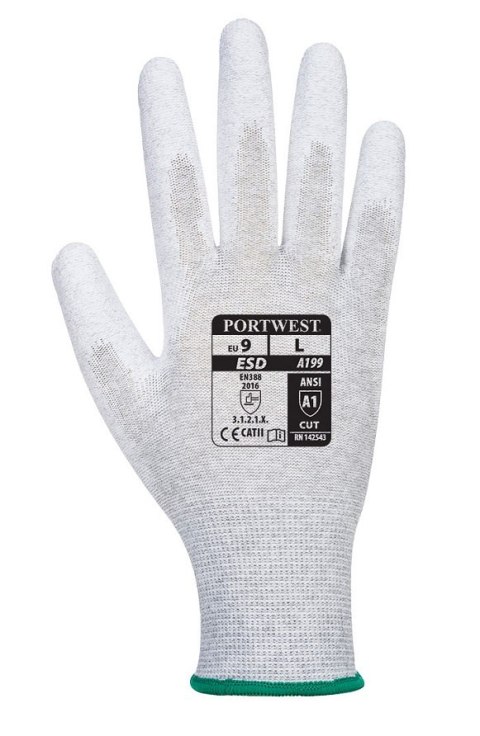 RĘKAWICE ANTYSTATYCZNE POWLEKANE PU A199 ROZMIAR M PORTWEST