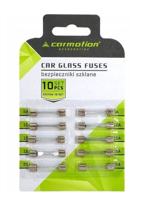 BEZPIECZNIK SZKLANY ZESTAW 2X5A, 2X10A, 4X15A, 2X25A 30MM UN