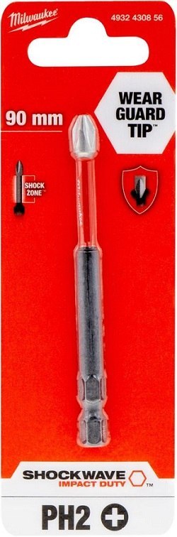 BIT, GROT, KOŃCÓWKA SHOCKWAVE PH2 90MM 1 SZT. MILWAUKEE