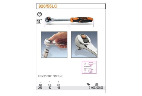 GRZECHOTKA Z MECHANIZMEM ZAPADKOWYM 1/2'' 275MM BETA