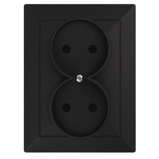 PERŁA GNIAZDO PODWÓJNE P/T B/U CZARNY MAT ABEX