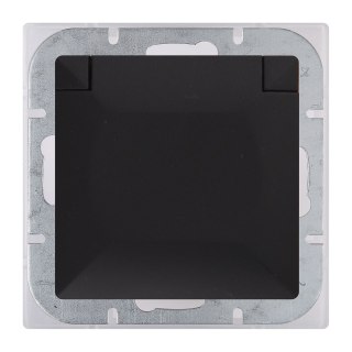 PERŁA GNIAZDO POJEDYNCZE P/T Z/U IP44 KLAPKA CZARNY M. ABEX