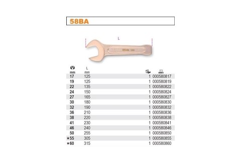 KLUCZ PŁASKI JEDNOSTRONNY NIEISKRZĄCY 41MM BETA