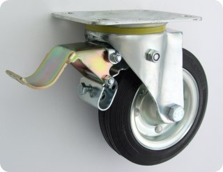 KOŁO METAL-GUMA 250MM OBUDOWA SKRĘTNA+HAMULEC 95H UN