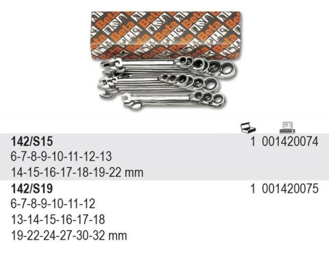 KOMPLET KLUCZY PŁ.-OCZK. DWUK. MECHANIZM ZAPADKOWY 19SZT BETA