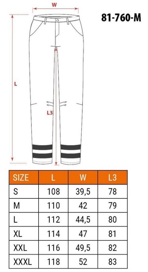 SPODNIE ROBOCZE OSTRZEGAWCZE OCIEPLANE ŻÓŁTE M NEO