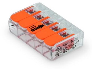 SZYBKOZŁĄCZKA 5X0,2-4MM2 TRANSPARENTNA/POMARAŃCZOWA 221-415 UN