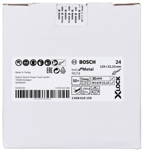 KRĄŻEK FIBROWY X-LOCK R574 GR. 24 125MM BOSCH