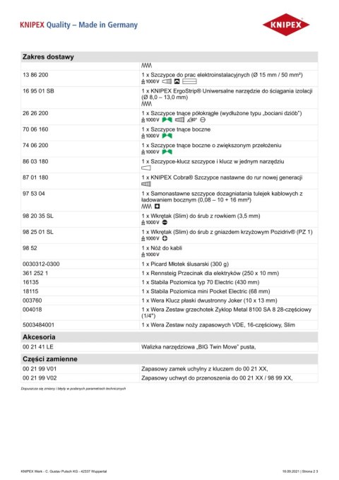 WALIZKA NARZĘDZIOWA 'BIG TWIN MOVE' DLA ELEKTRYKÓW 63-CZĘŚCI KNIPEX