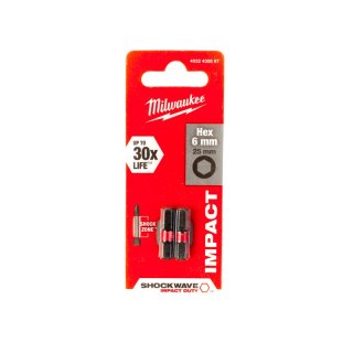 BIT, GROT, KOŃCÓWKA HEX6 25MM 2 SZT MILWAUKEE