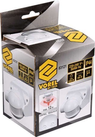 CZUJNIK RUCHU PIR IP44 BIAŁY VOREL