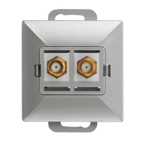 PERŁA GNIAZDO TV PODWÓJNE TYPU F SREBRNY ABEX