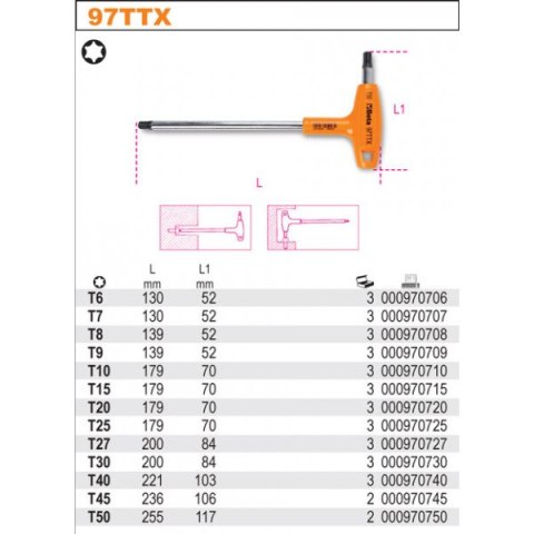KLUCZ TRZPIENIOWY KĄTOWY PROFIL TORX T50 BETA