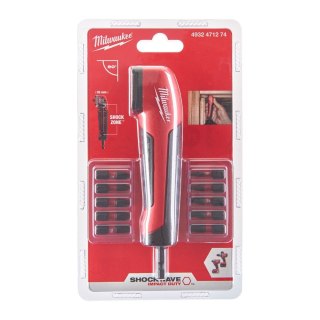 KOŃCÓWKA KĄTOWA 1/4'' + BITY MILWAUKEE