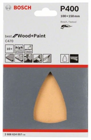 PAPIER ŚCIERNY ŻELAZKO100*150MM G400 C470 10PC BOSCH