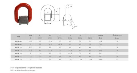 UCHWYT DO PRZYSPAWANIA AOW 6-8 1.12T UN