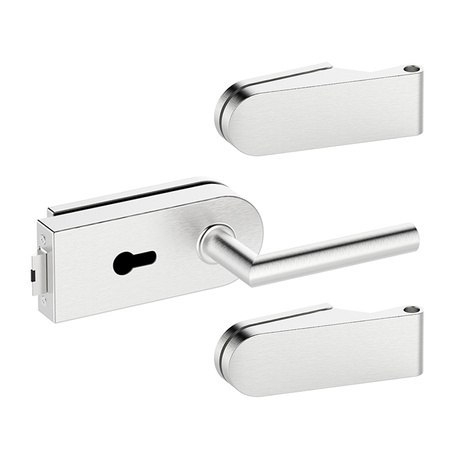 ZESTAW DO DRZWI SZKLANYCH OKRĘGŁY, PRAWY STAL NIERDZEWNA UN