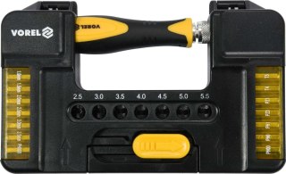 ZESTAW KOŃCÓWEK ŚRUBOKRĘTOWYCH 37SZT. Z UCHWYTEM VOREL