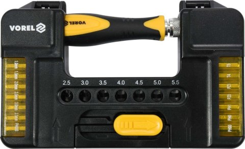 ZESTAW KOŃCÓWEK ŚRUBOKRĘTOWYCH 37SZT. Z UCHWYTEM VOREL