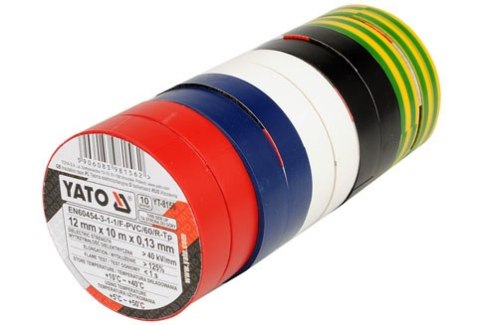ZESTAW TAŚM ELEKTROIZOLACYJNYCH 12MM*10M MIX 10 SZTUK YATO
