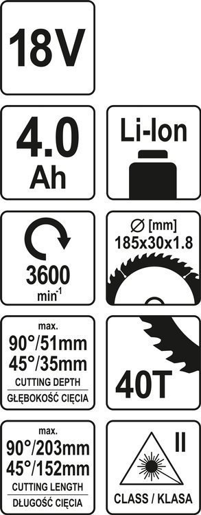 UKOŚNICA 185MM 18V 4,0AH + ŁADOWARKA YATO